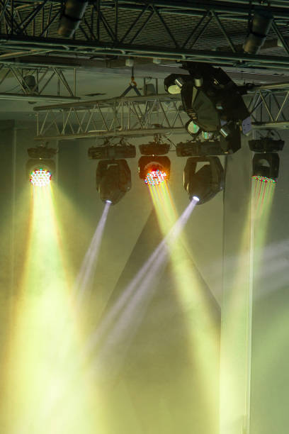 istock Spotlights and laser beams. Concert light. Stage lights. Soffits 1322349274