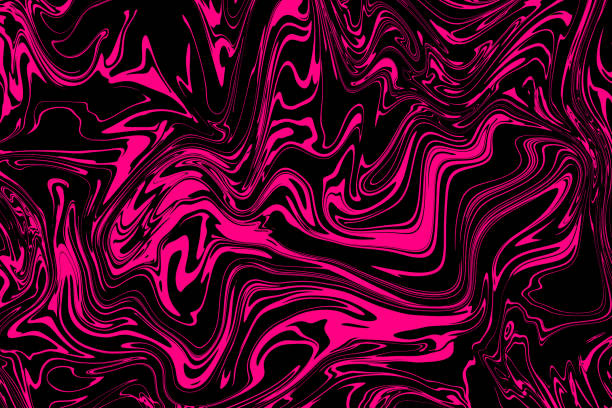 padrão dinâmico abstrato nas cores preto e rosa. os elementos rosa brilham com um padrão preto líquido. efeitos de design decorativo à base de água. para têxteis, papéis de parede, fundos, capas, packagin - waterbased - fotografias e filmes do acervo