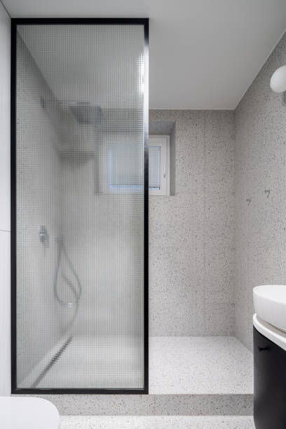 istock Modern bathroom with terrazzo style tiles 1322355879