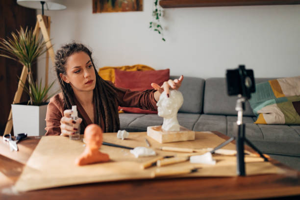 istock Creative modern craft women, and sculpture using her hobby as a part-time job, during state quarantine, because of COVID-19 pandemic 1322357897