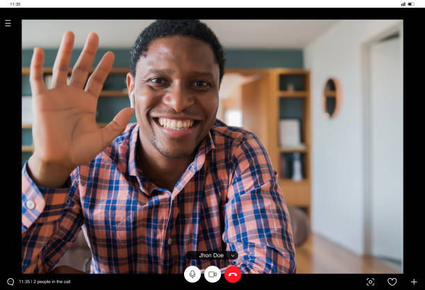 istock Business man on a work video call from home. 1322360380