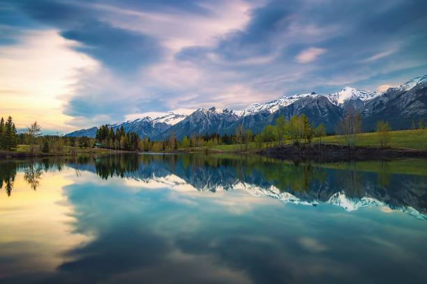 istock Cloudy Sky Reflecting In A Mountain Lake Park 1322362643