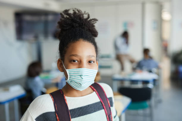 istock Girl Wearing Mask in Classroom 1322369621