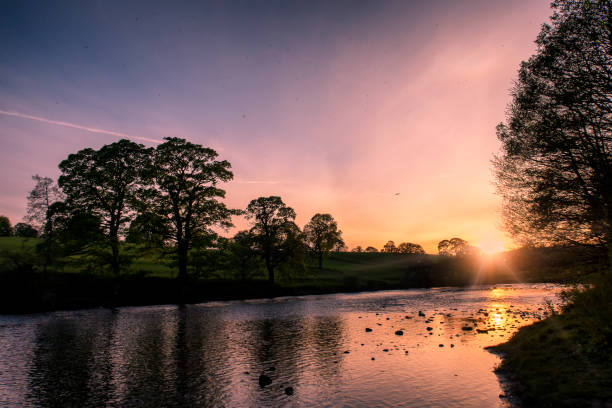 The River Tees in Barnard Castle in County Durham, UK stock photo