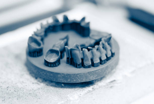istock Object printed on metal 3d printer after heat treatment synterization. 1322371772