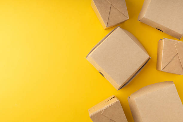 istock Plastic boxes for food delivery on bright background 1322372951