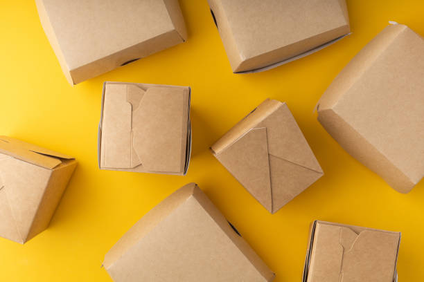 istock Plastic boxes for food delivery on bright background 1322372994