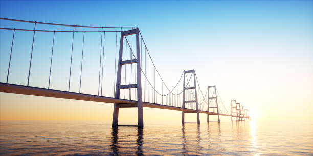 istock Bridge over ocean to the sunset 1322375048