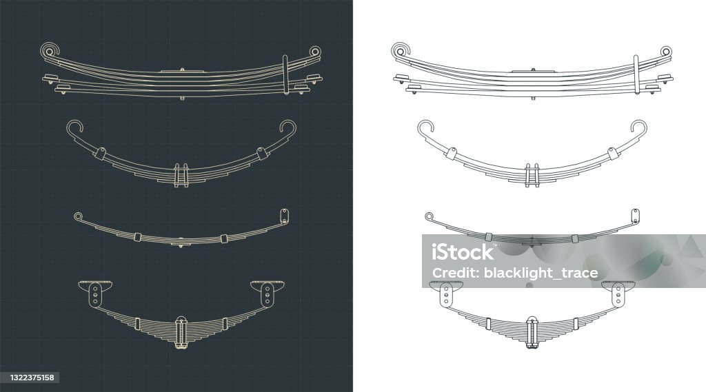 Leaf Spring Line Drawing Leaf Springs Blueprints Stock Illustration - Download Image Now ...