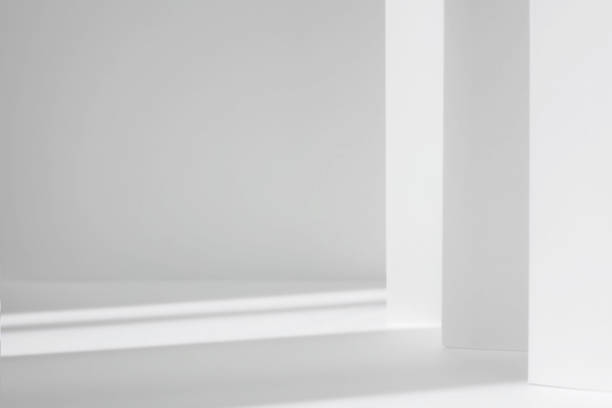 istock Abstract white studio background for product presentation. Empty gray room with shadows of window. Display product with blurred backdrop. 1322376184