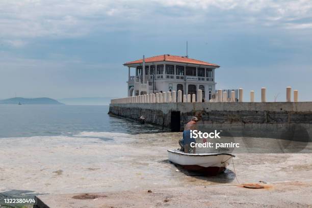 Environmental Disaster On The Sea Around Istanbul Moda Pier Mucilage Stock Photo - Download Image Now