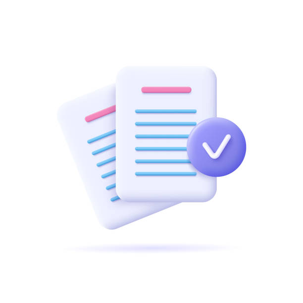 Documents icon. Stack of paper sheets. Confirmed or approved document. Business icon. 3d vector illustration. Documents icon. Stack of paper sheets. Confirmed or approved document. Business icon. 3d vector illustration. paper icons stock illustrations