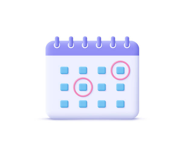 ilustraciones, imágenes clip art, dibujos animados e iconos de stock de icono de asignación de calendario. concepto de planificación. ilustración vectorial 3d. - calendar
