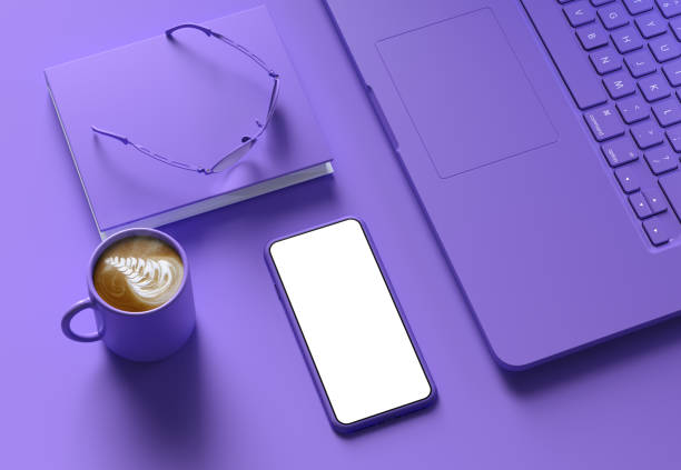 istock Modern purple color concept of desktop for mobile presentation. 1322385137