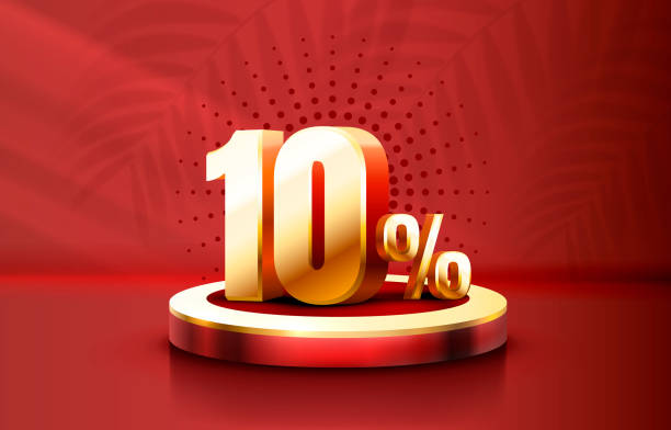 ilustrações, clipart, desenhos animados e ícones de até 10 faixas de venda, panfleto de promoção, rótulo retrô. vetor - number 10 percentage sign promotion sale