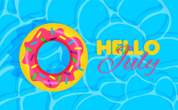 istock Swimming pool summer background with donut lifebuoy 1322392127
