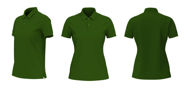 istock Blank collared shirt mockup in front, side and back views 1322400460