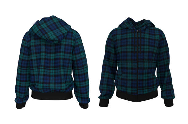 istock Blank hooded sweatshirt mockup with zipper in front and back views 1322401038
