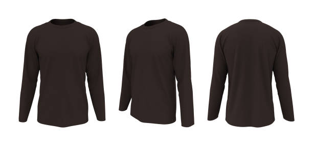 istock men's long-sleeve t-shirt mockup in front, side and back views 1322401140