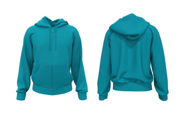 istock Blank hooded sweatshirt mockup with zipper in front and back views 1322401258
