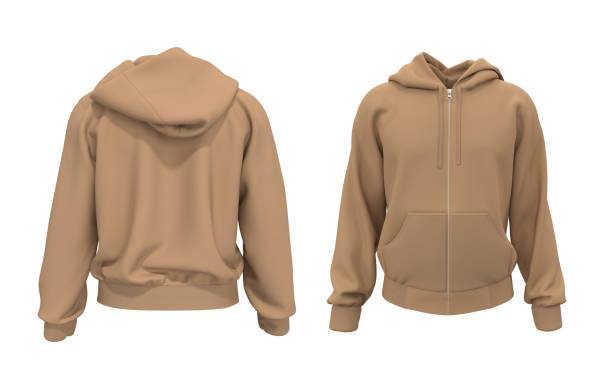 istock Blank hooded sweatshirt mockup with zipper in front and back views 1322401259