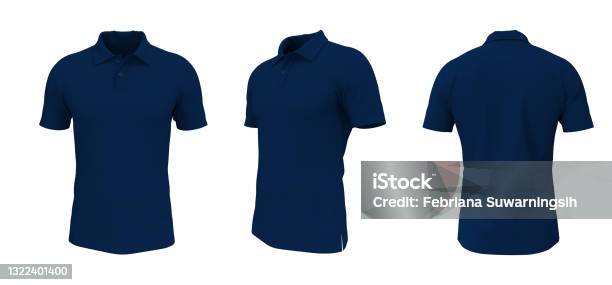 Blank Collared Shirt Mockup In Front Side And Back Views Stock Photo ...