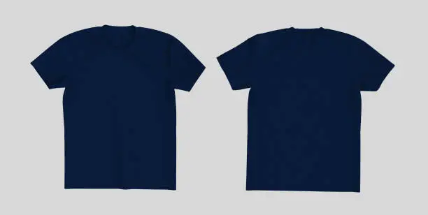 men's short- sleeve t-shirt mockup in front and back views, design presentation for print, 3d illustration, 3d rendering