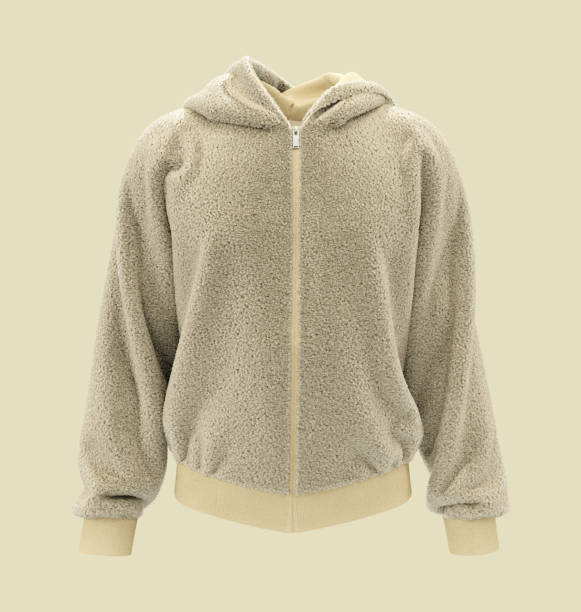 istock Fleece hooded sweatshirt  mockup with zipper in front view 1322403576