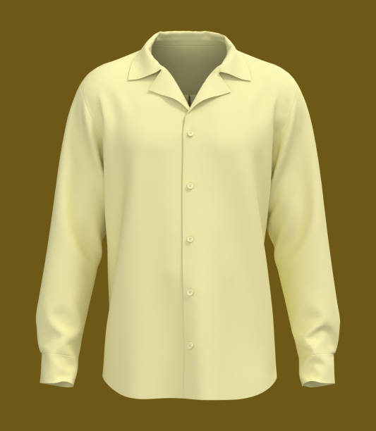 istock Long-sleeve camp shirt mockup 1322403690