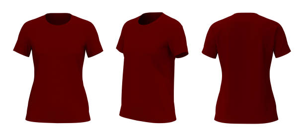 istock Women's crewneck t-shirt mockup in front, side and back views 1322403766