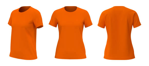 istock Women's crewneck t-shirt mockup in front, side and back views 1322403951