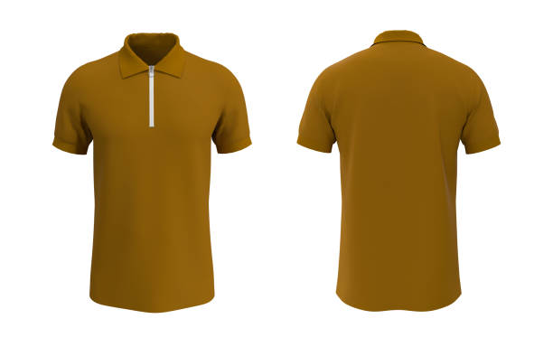 istock Blank collared shirt mockup in front and back views 1322404048