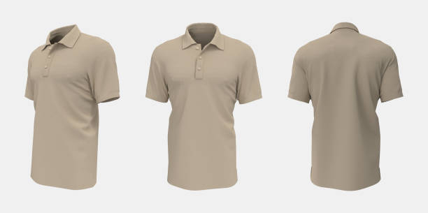 istock Blank collared shirt mockup in front, side and back views 1322405066