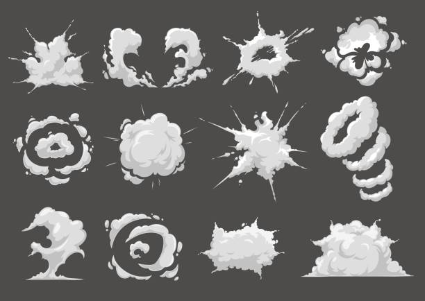 爆発爆発、バースト雲漫画ベクトルアイコン - 蒸気 イラスト点のイラスト素材／クリップアート素材／マンガ素材／アイコン素材
