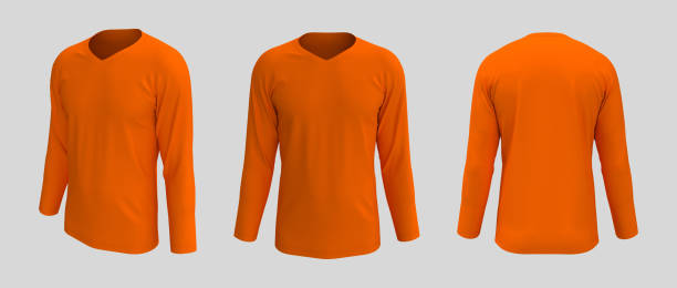 istock men's long-sleeve t-shirt mockup in front, side and back views 1322405537