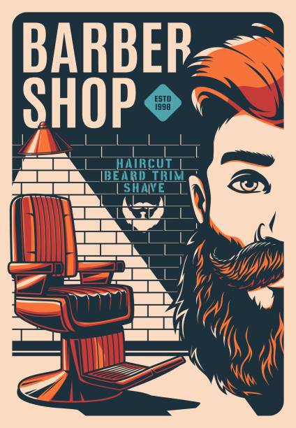 Barbershop Retro Poster Barber Shop Beard Shaving Stock Illustration -  Download Image Now - Barber Shop, Illustration, Hipster Culture - iStock