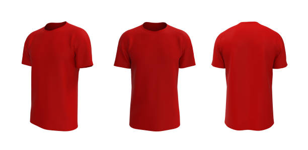 men's short- sleeve t-shirt mockup in front, side and back views stock photo