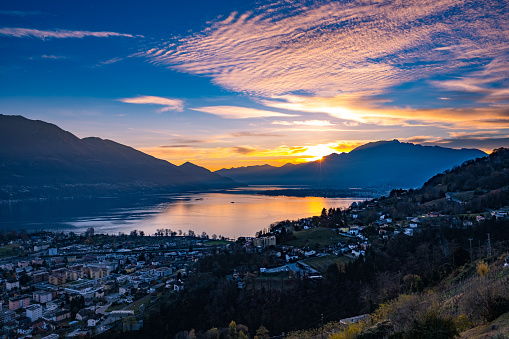 Sunset over the lake - Gordola, Ticino, Switzerland