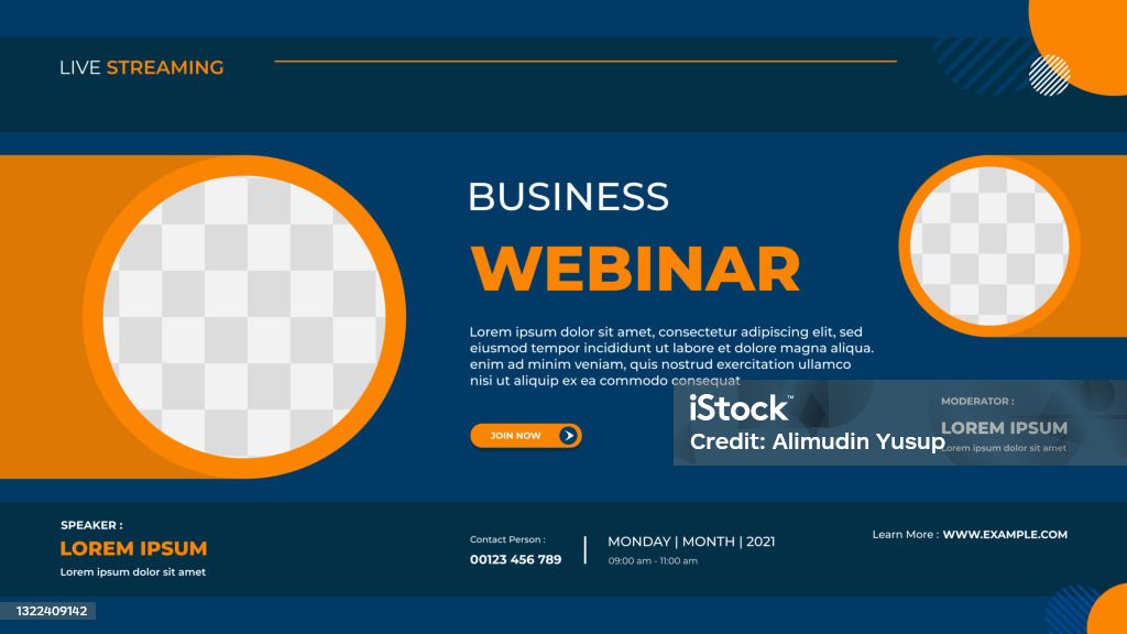 Webinar Frame Business Webinar Banner Template For Website With Orange Circle Frame ...