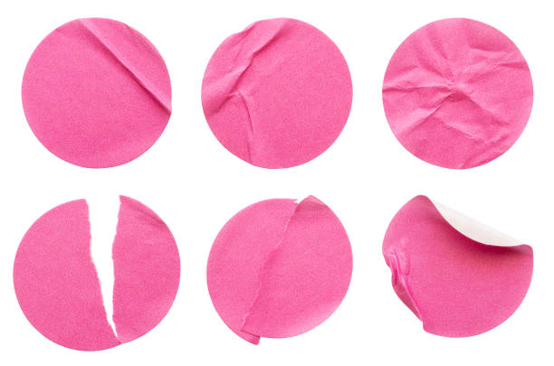 istock Blank pink round adhesive paper sticker label set collection isolated on white background 1322414387