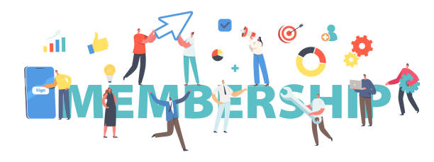 istock Membership Concept. New User Online Registration and Sign Up. Characters Signing Up or Login to Account on Smartphone 1322414855