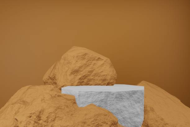 istock Abstract yellow stone stand studio background for product display. Abstract Background Scene 3d Render for product advertise. 1322416415