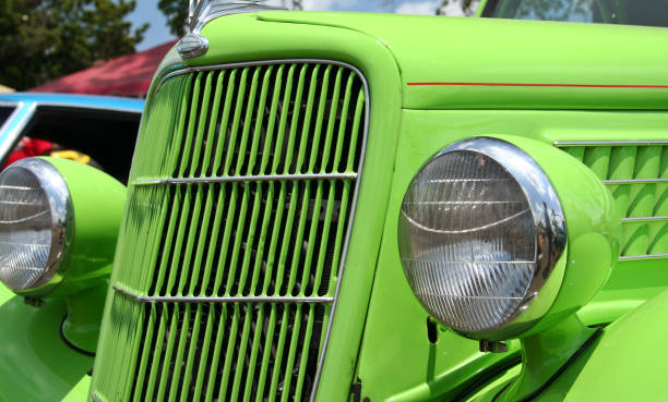 istock Vintage Hot Rod Car Close-up Bright Green 1322423356