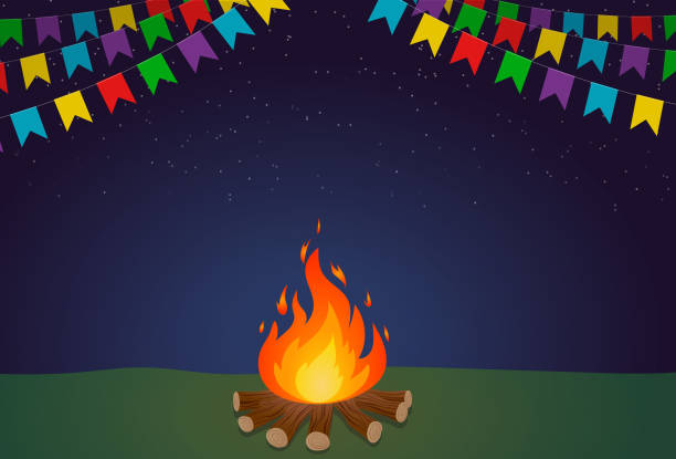 bonfire in festa junina - frau weide stock-grafiken, -clipart, -cartoons und -symbole