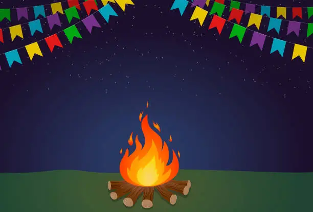 Vector illustration of Bonfire in Junina Festival