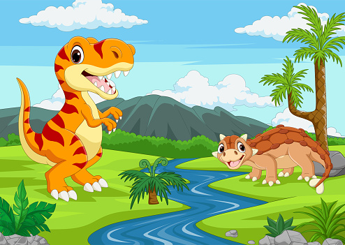Ilustración de Dibujos Animados Dos Dinosaurios En La Selva y más Vectores  Libres de Derechos de Dinosaurio - Dinosaurio, Monada, Anquilosaurio -  iStock