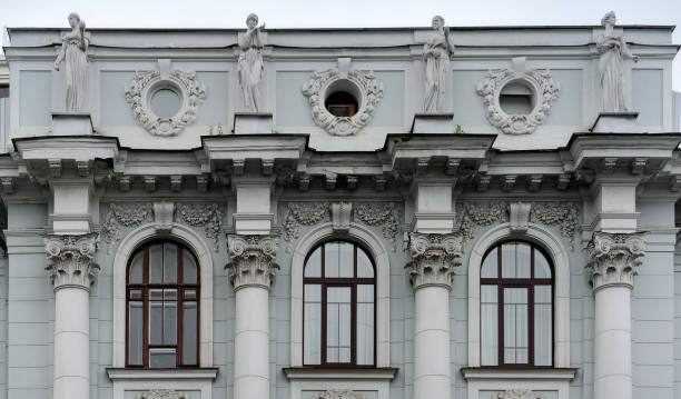 istock Old building facade on street in Kyiv Ukraine 1322430695