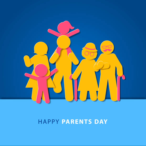 день родителей силуэт - multi generation family isolated people silhouette stock illustrations