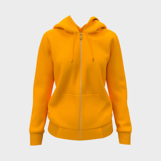 istock Blank hooded sweatshirt mockup with zipper in front view 1322443933