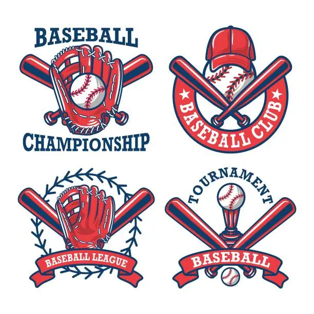 Vector illustration of Colorful  Baseball logo and insignias collection